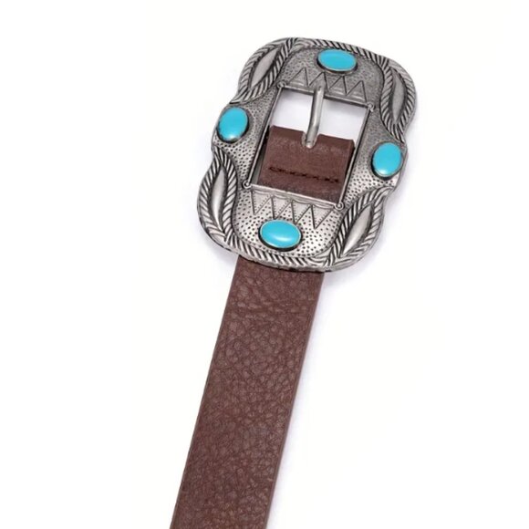 Faux turquoise silve tone metal belt L main image 6